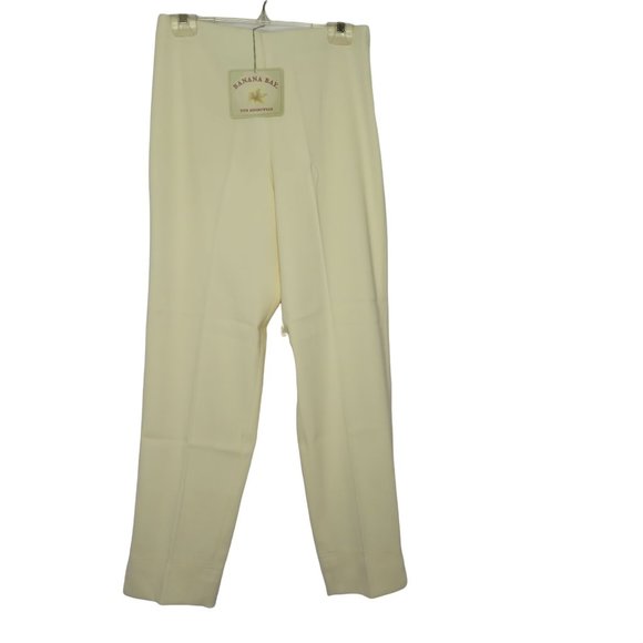 Vintage 80s Banana Bay Pants 8 Light Yellow High Waist Flat Front Zip 30" Inseam - Picture 4 of 10